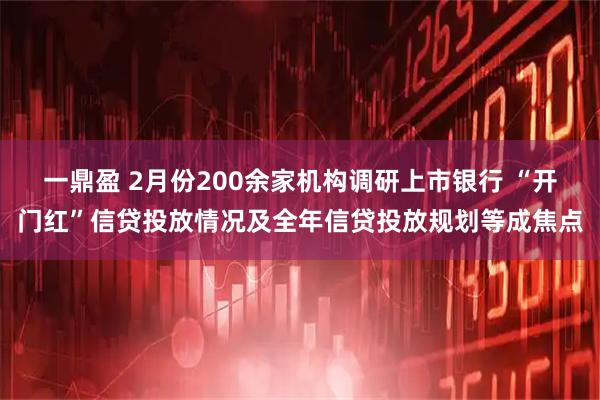 一鼎盈 2月份200余家机构调研上市银行 “开门红”信贷投放情况及全年信贷投放规划等成焦点